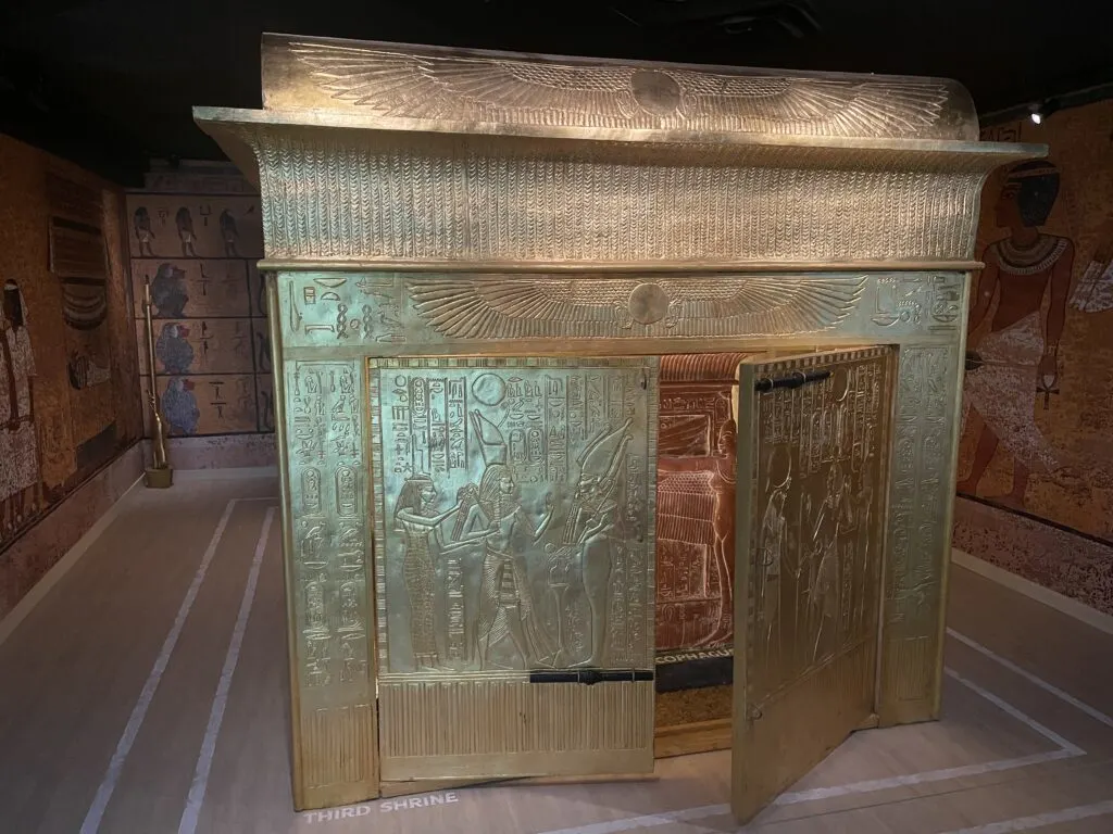 A replica of the golden shrine which once housed King Tut's body. 