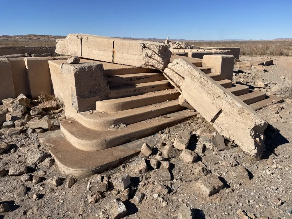 A closer visual of the school house's entry steps, which are in great shape.