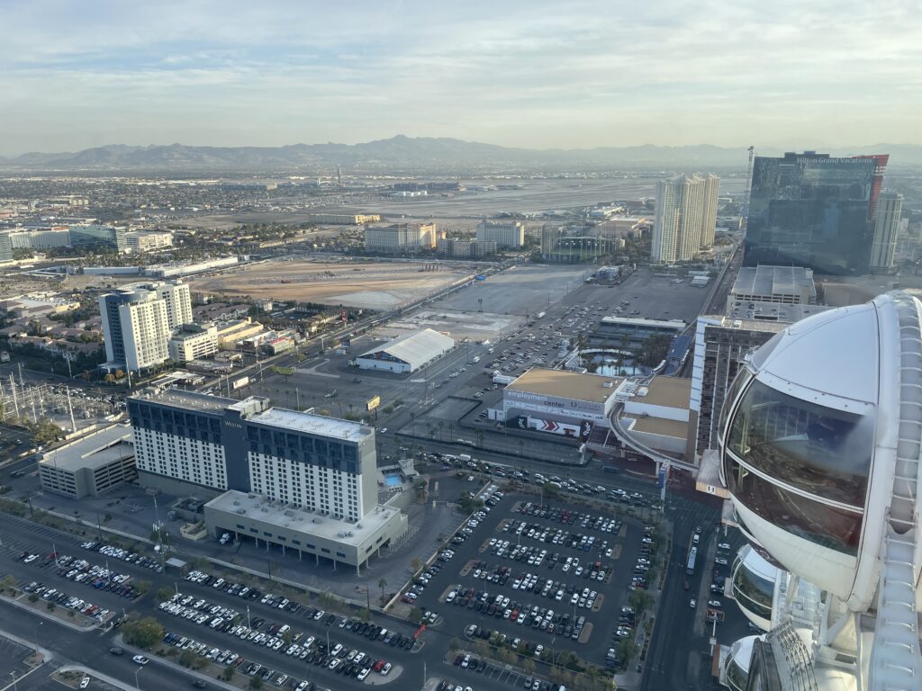 A view of the airport in the distance from the High Roller. 