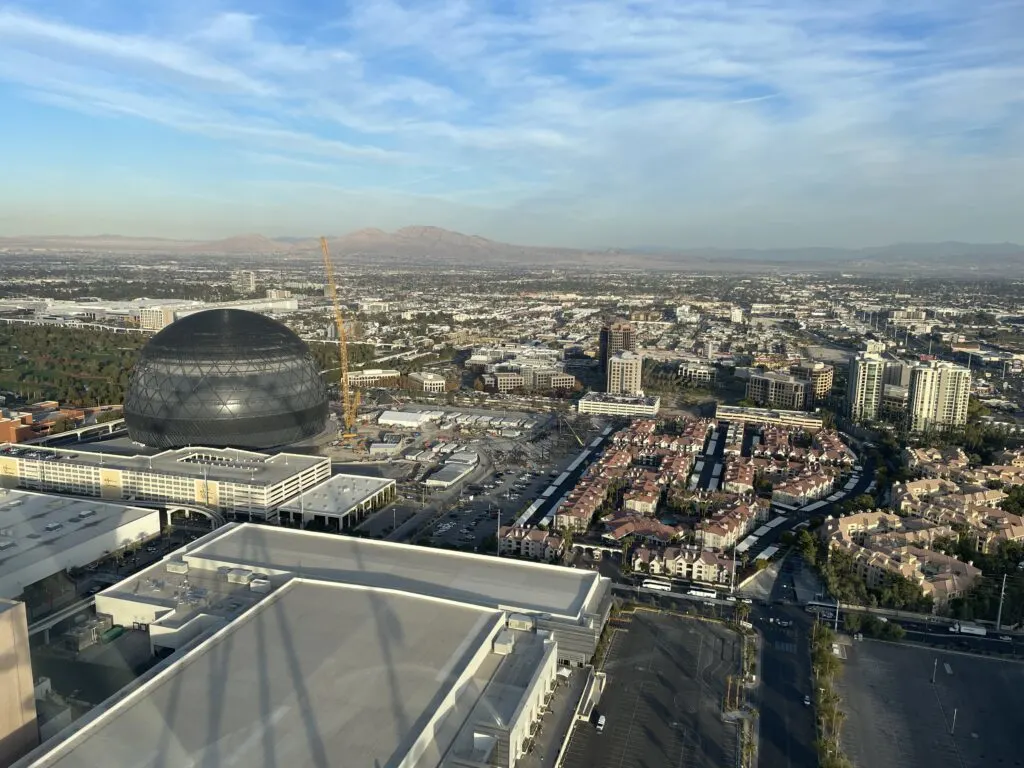 View of the MSG Sphere from the High Roller.