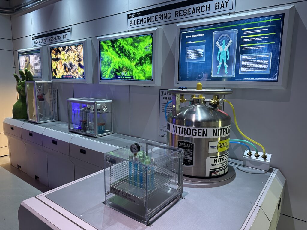 A display of items and props assoicated with The Hulk. 