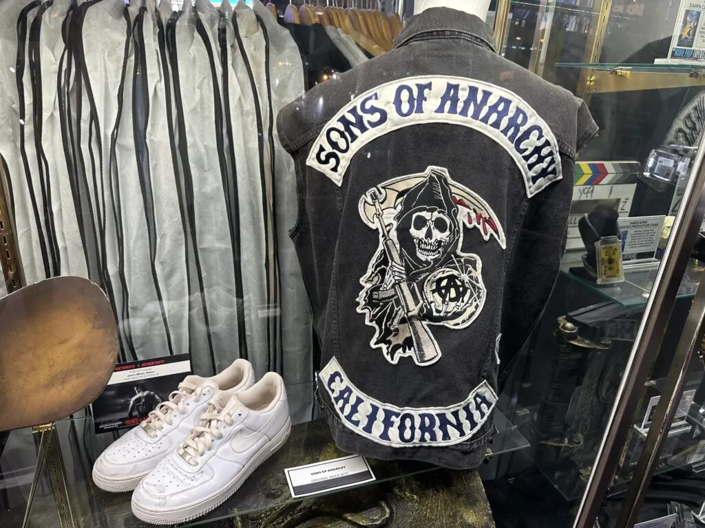 A biker jacket and Jax's white K Swiss shoes from Sons of Anarchy.