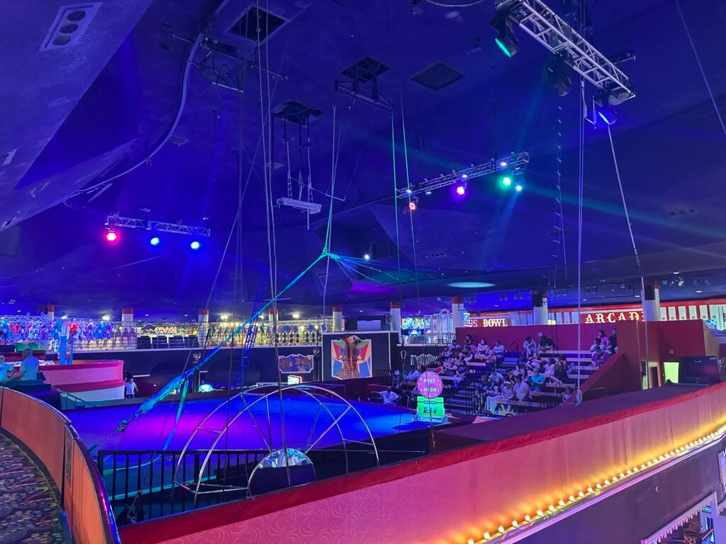 Free Circus Act arena and seating in Circus Circus' Midway.
