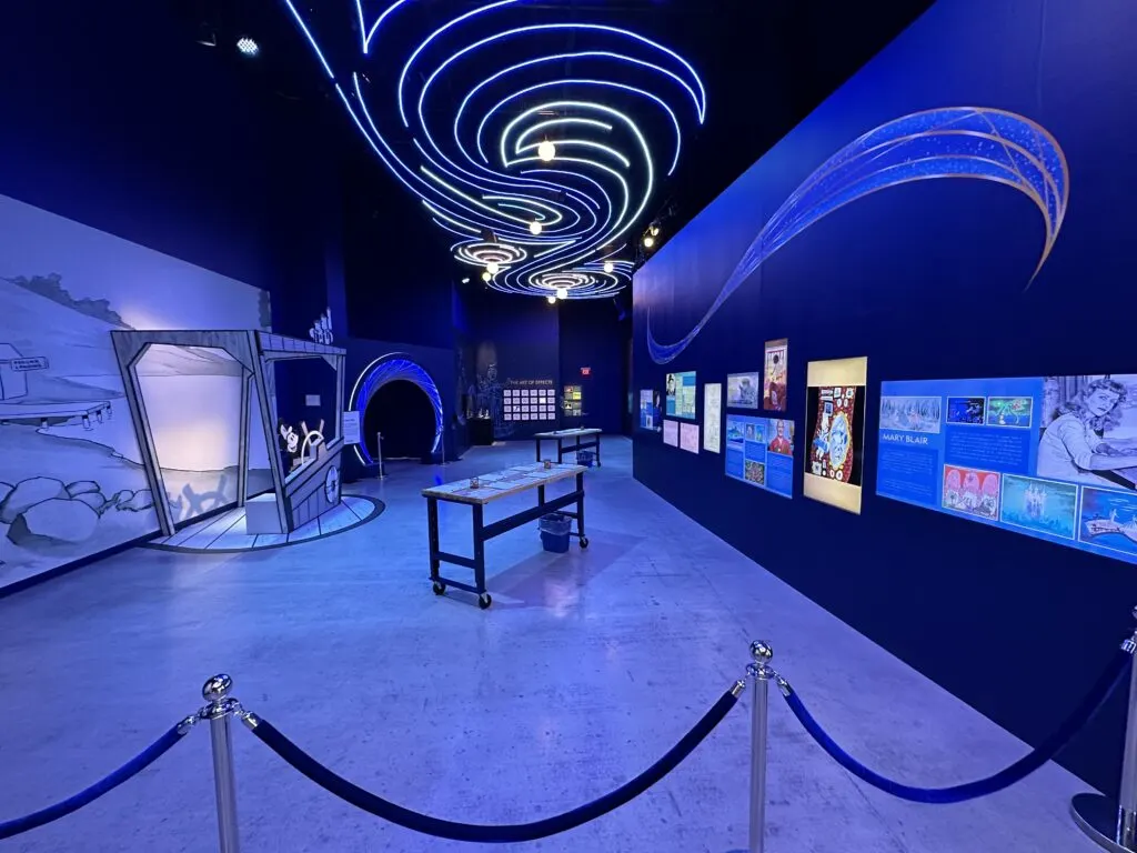 Waiting area to get into theImmersive Disney theater, which is home to a couple photo opps and a drawing activity.