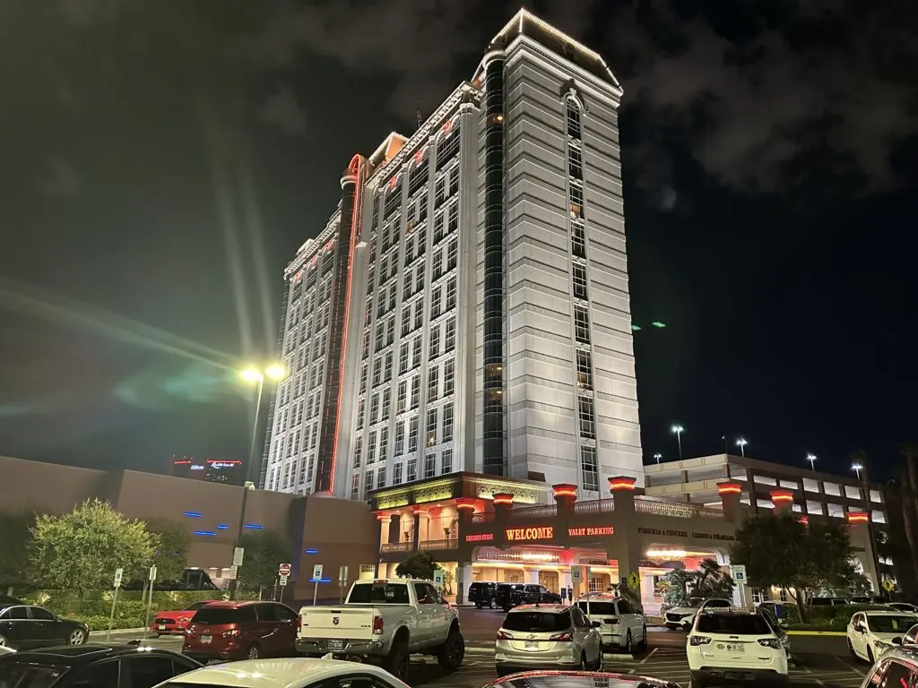 View of Palace Station's hotel tower from the Parking Lot, which is a very short walk away.