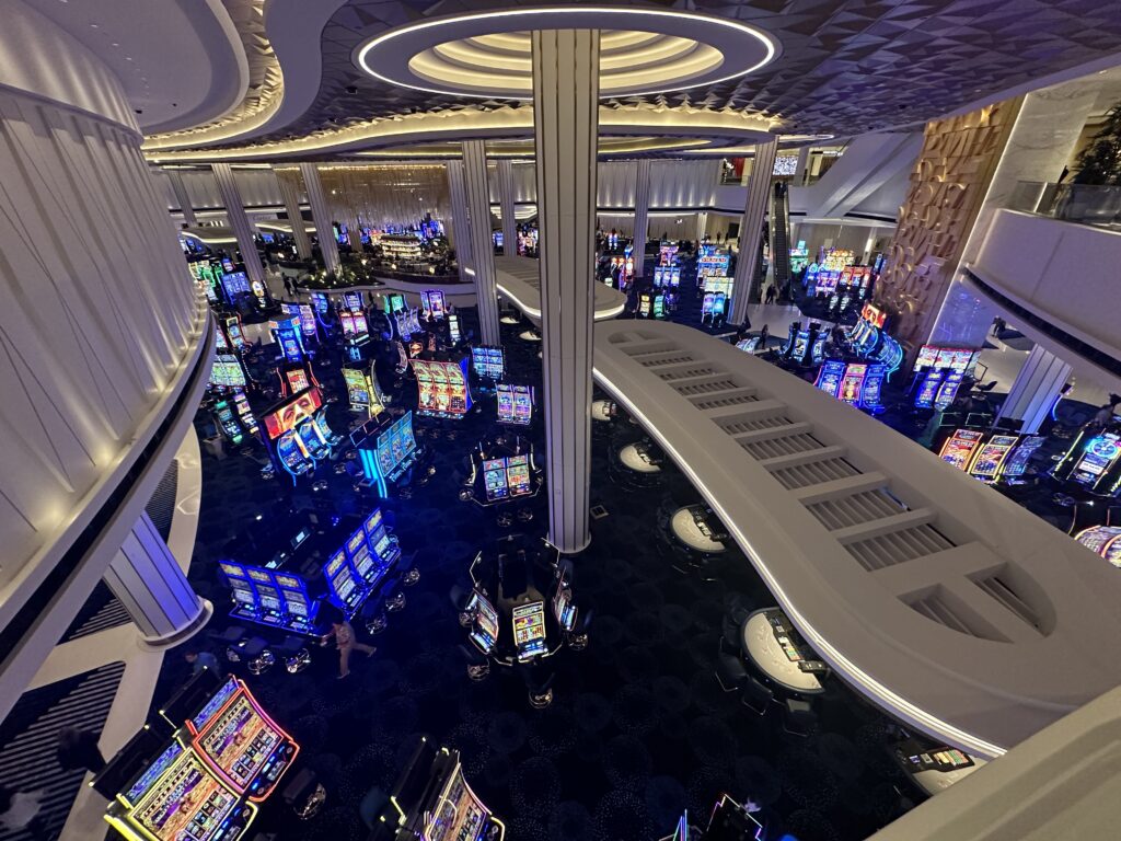 An aerial view from the second floor of Fontainebleau's casino floor. 