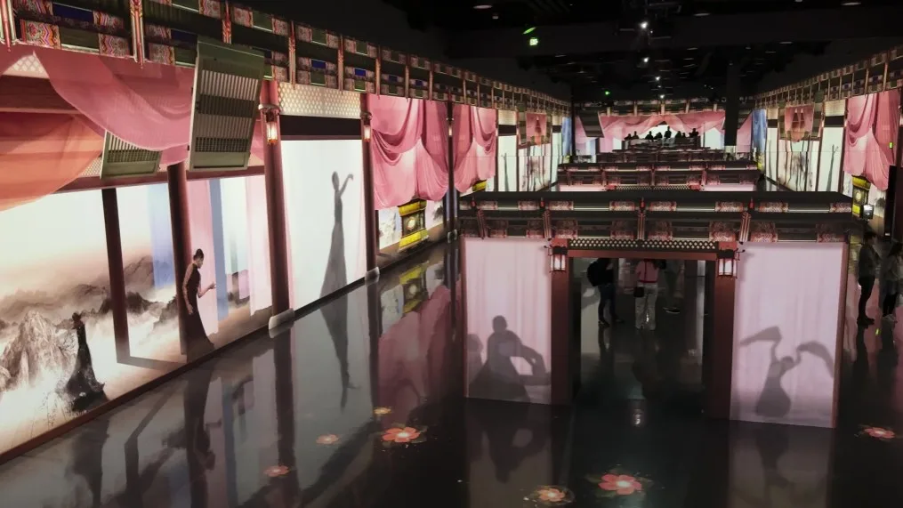 Video programming depicting dancing shadow figures.