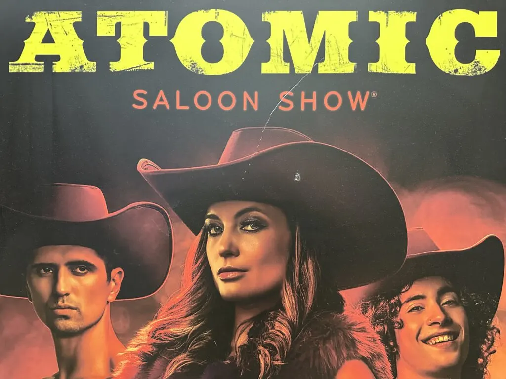 An advert sign for Atomic Saloon in Las Vegas.