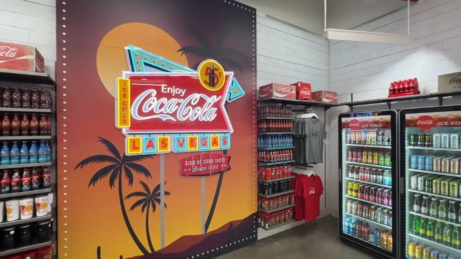 A neon coca Cola sign that also says "Las Vegas" on it. 