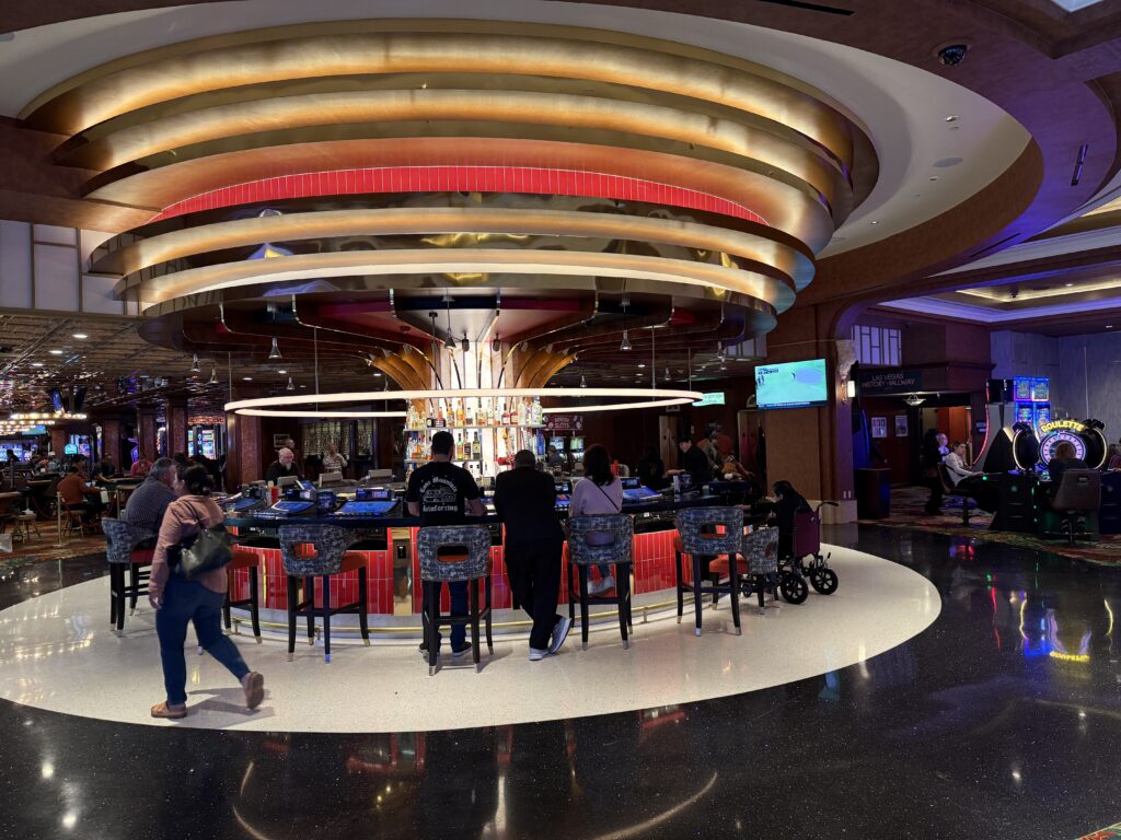 A bar designed to look like a roulette wheel. 