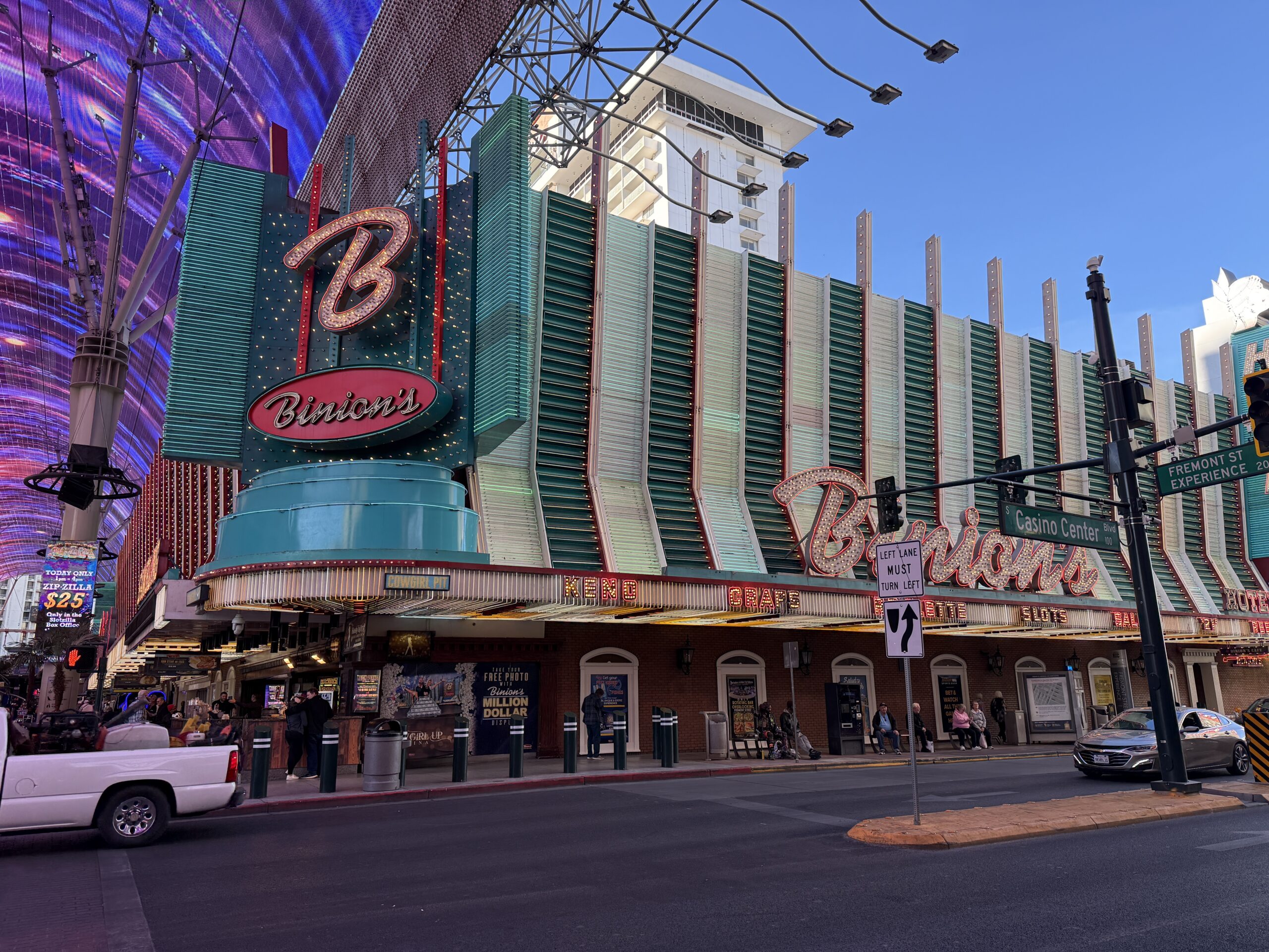 Exterior of Binion's during the day.