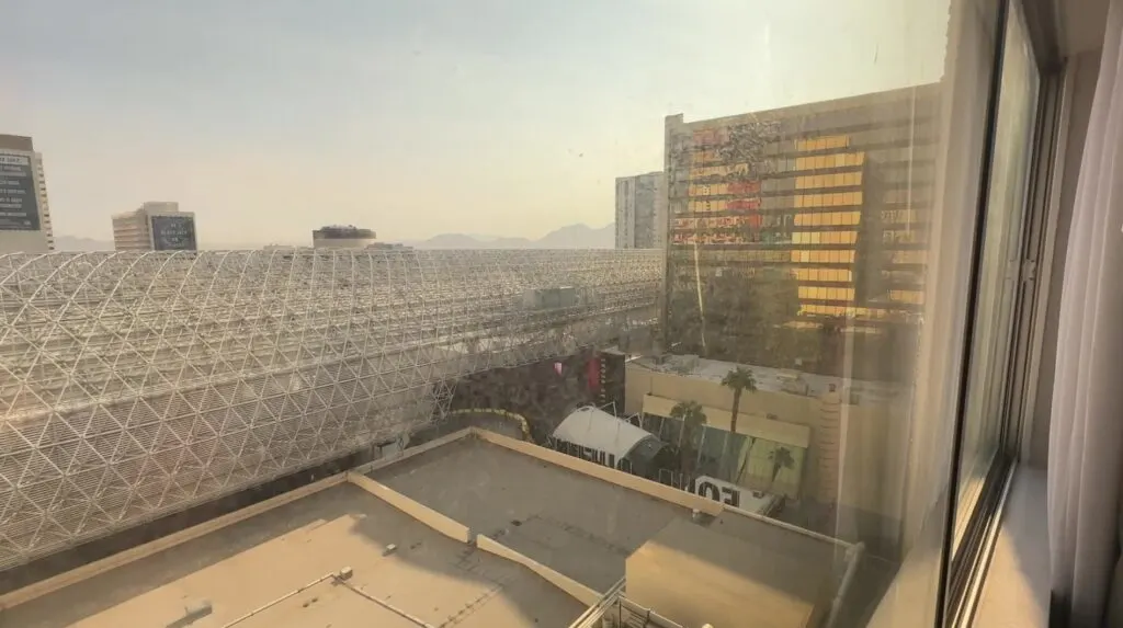 View of Fremont Street dome from my suite at 4 Queens.