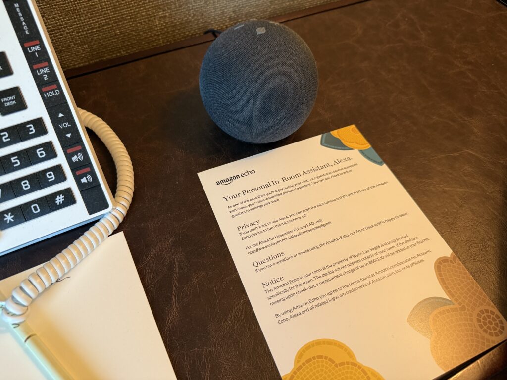 An Amazon Alexa device on the counter.