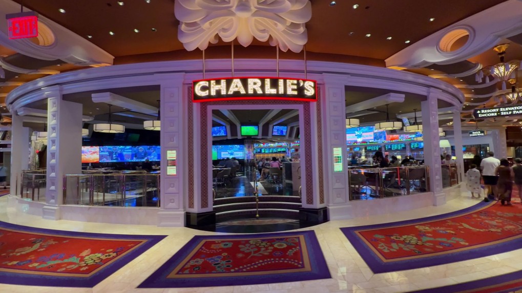 Exterior of Charlie's Sports Bar at Wynn. 