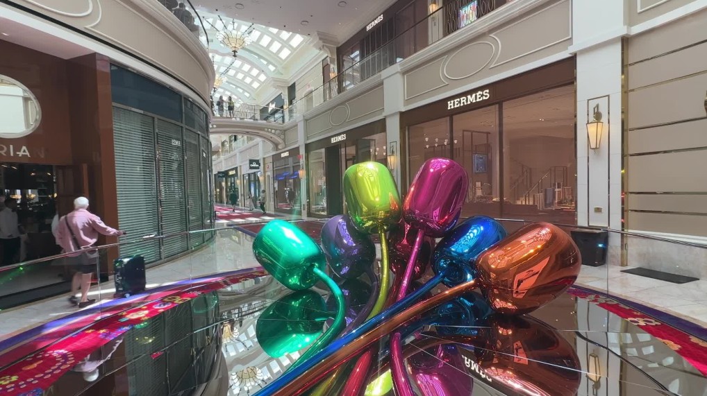 A tulip sculpture on display at Wynn in the Plaza Shops. 