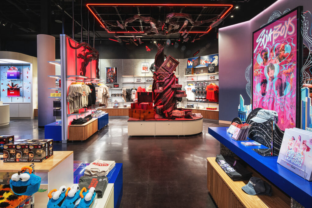 A gift shop stocked with show banded merch.