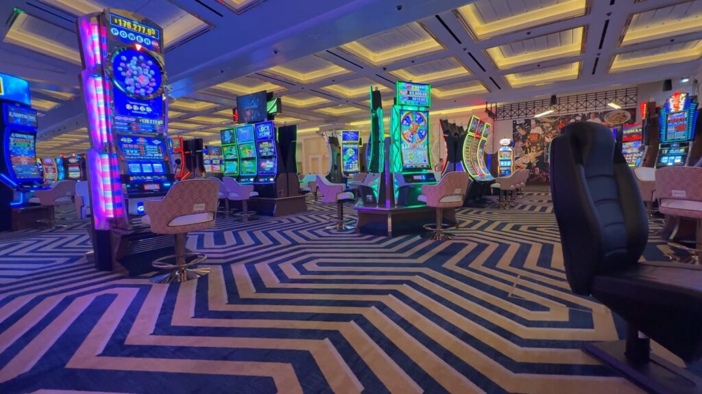Slot machines on the casino floor.