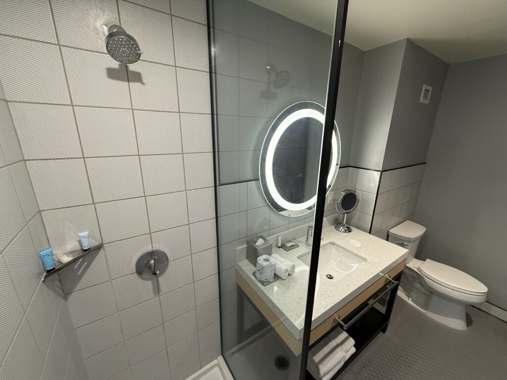 Another angle of the bathroom from inside the shower.