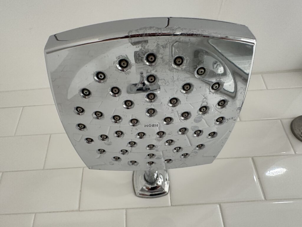 Calcium staning on the showerhead.
