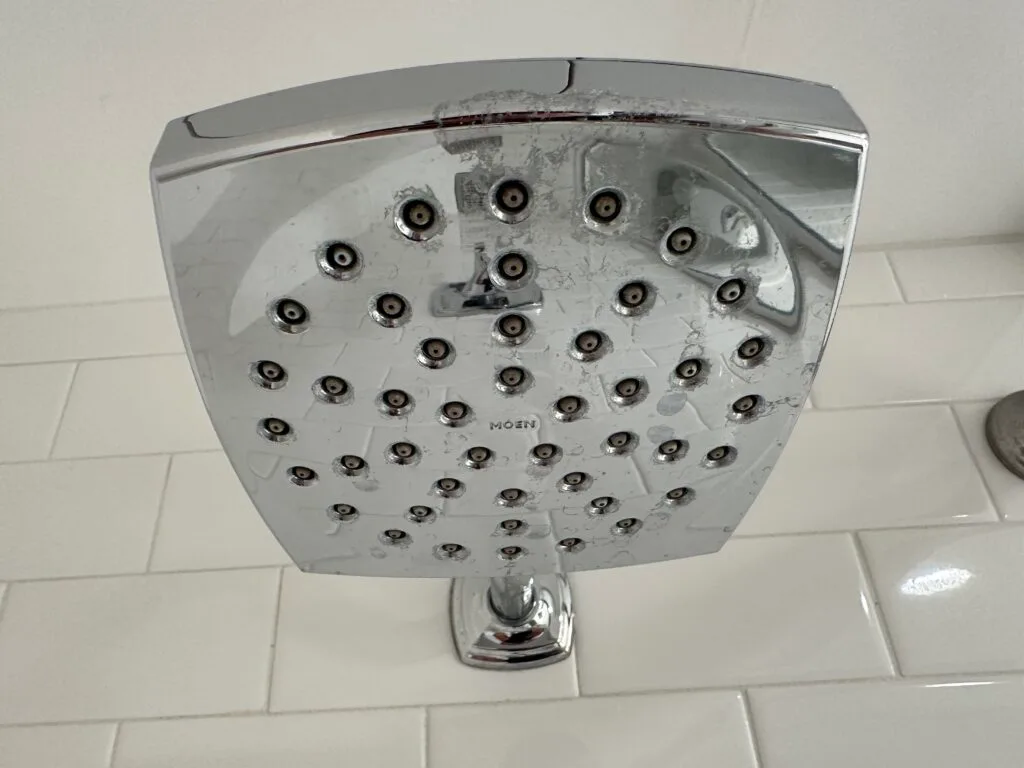 Calcium staning on the showerhead.