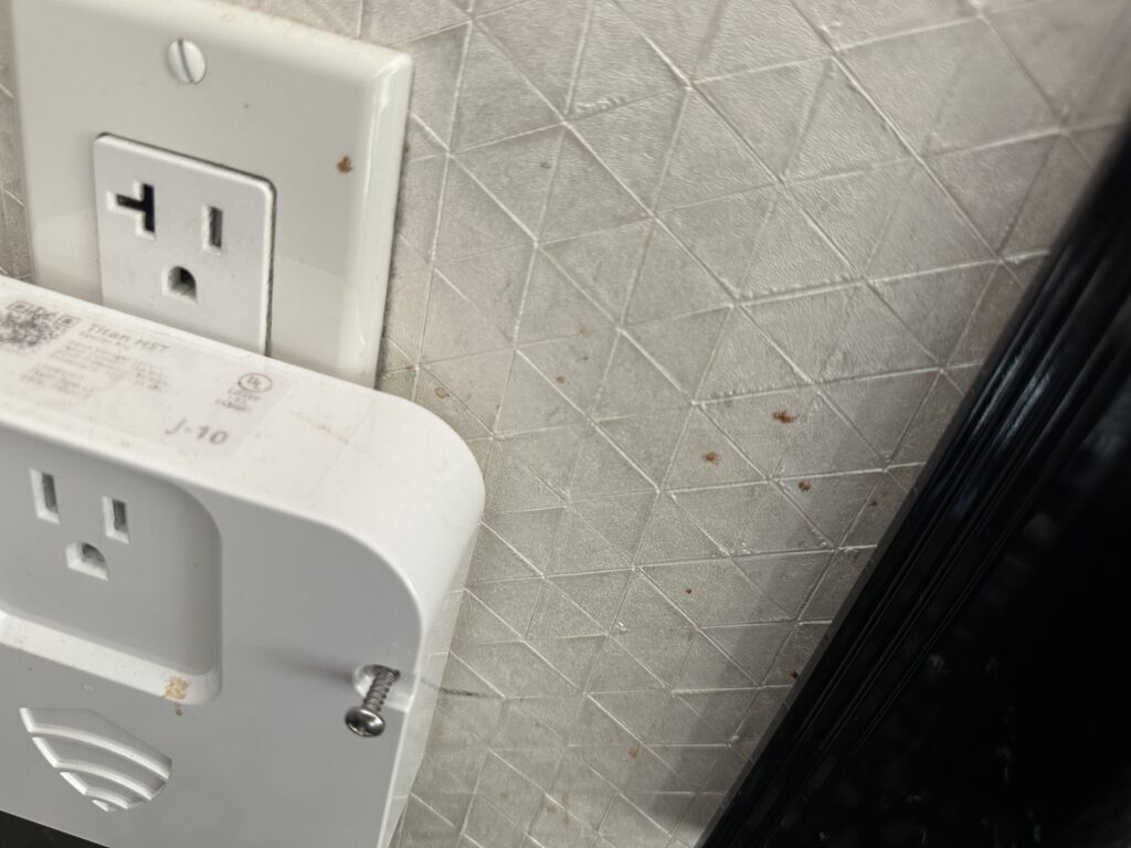 Splatter on the wall.