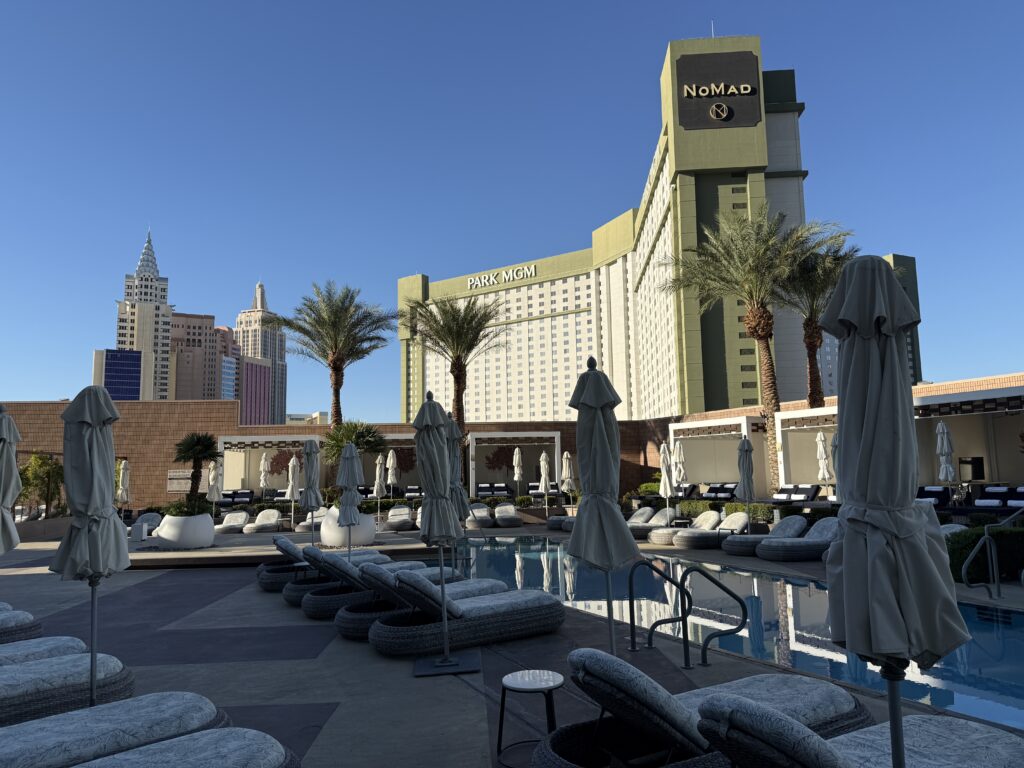 A view of Park MGM from the pool deck.