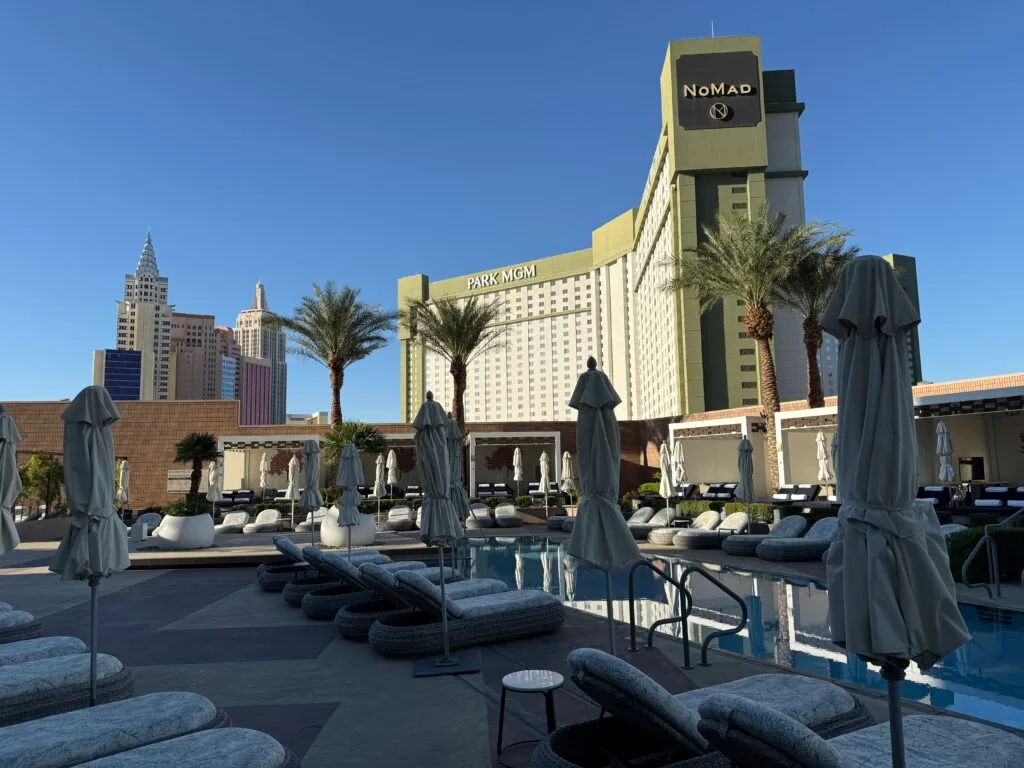 A view of Park MGM from the pool deck. 