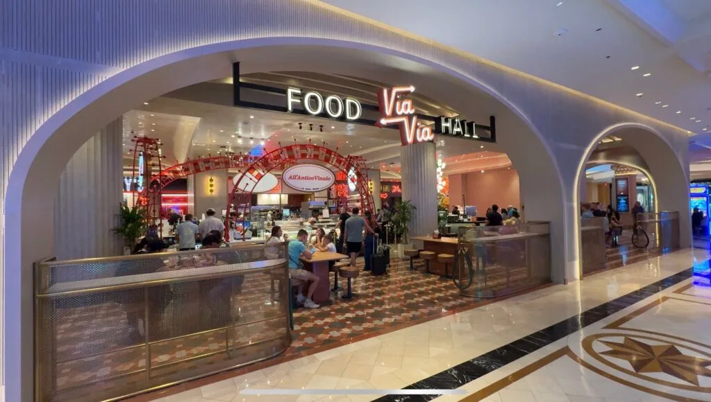 Exterior of the Via Via Food Hall at The Venetian
