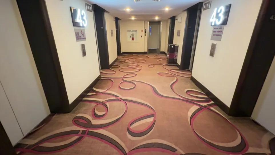 Plain elevator lobby on my hotel floor. 