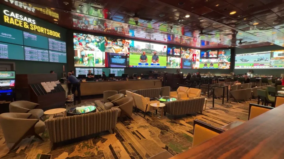 The sportsbook and seating. 