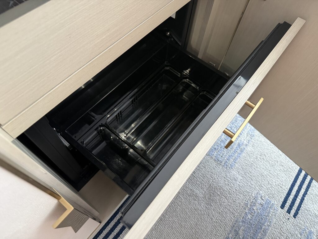 A chill drawer for storing cold items.