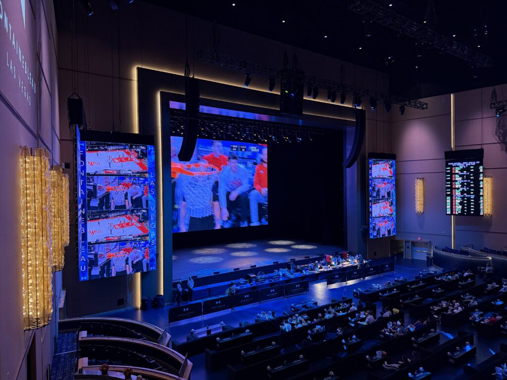 A view of Fontainebleau's theater watch party from the upper level. 