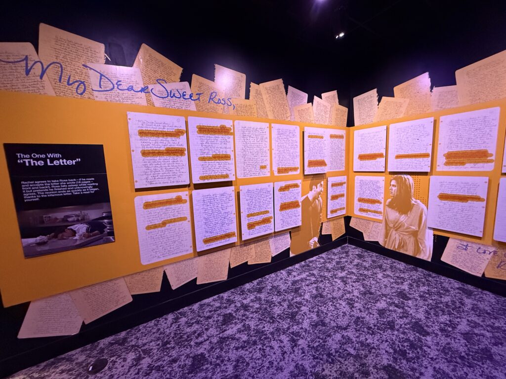 Rachel's 18 page letter to Ross, hung on the wall for all to read. 