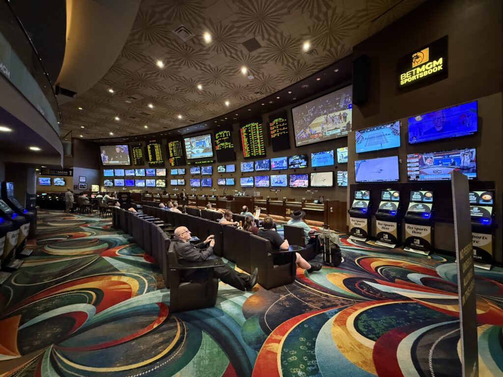MGM Grand's sportsbook, which has a lot of small TVs and looks dated.