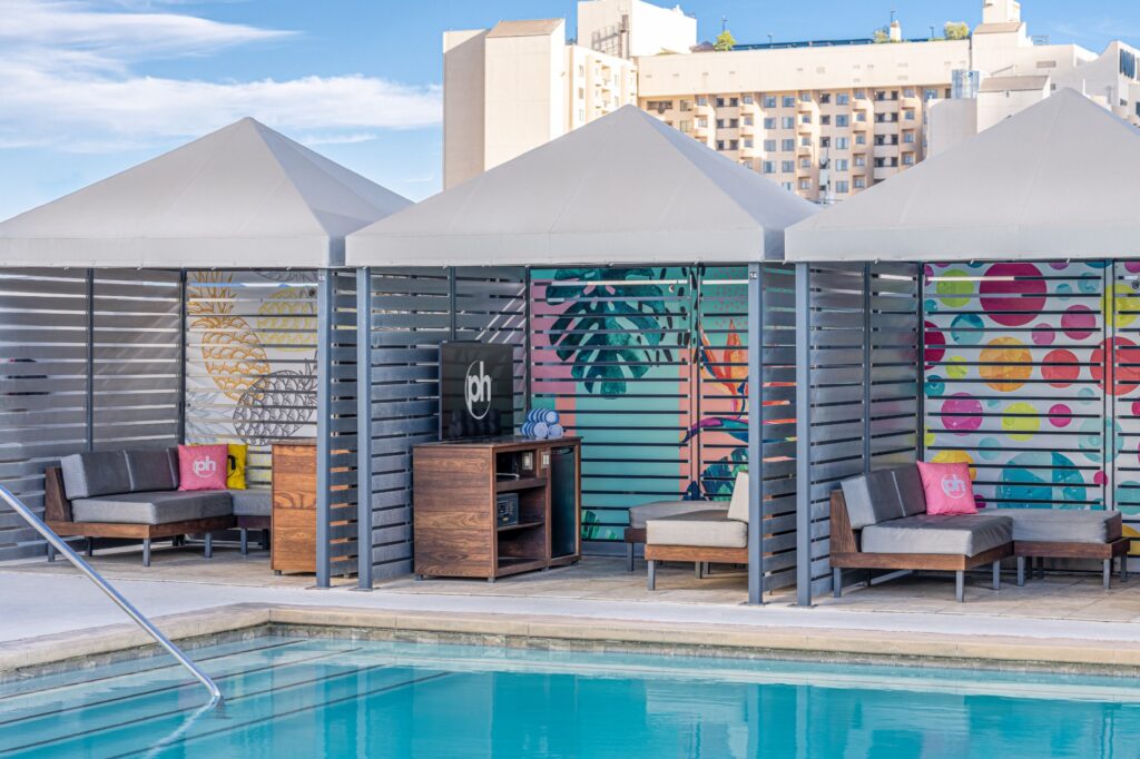 A row of 3 cabanas along the South Pool. 