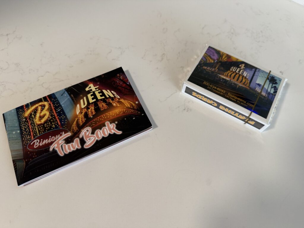 A Fun Book stocked with coupons and a fresh deck of playing cards.