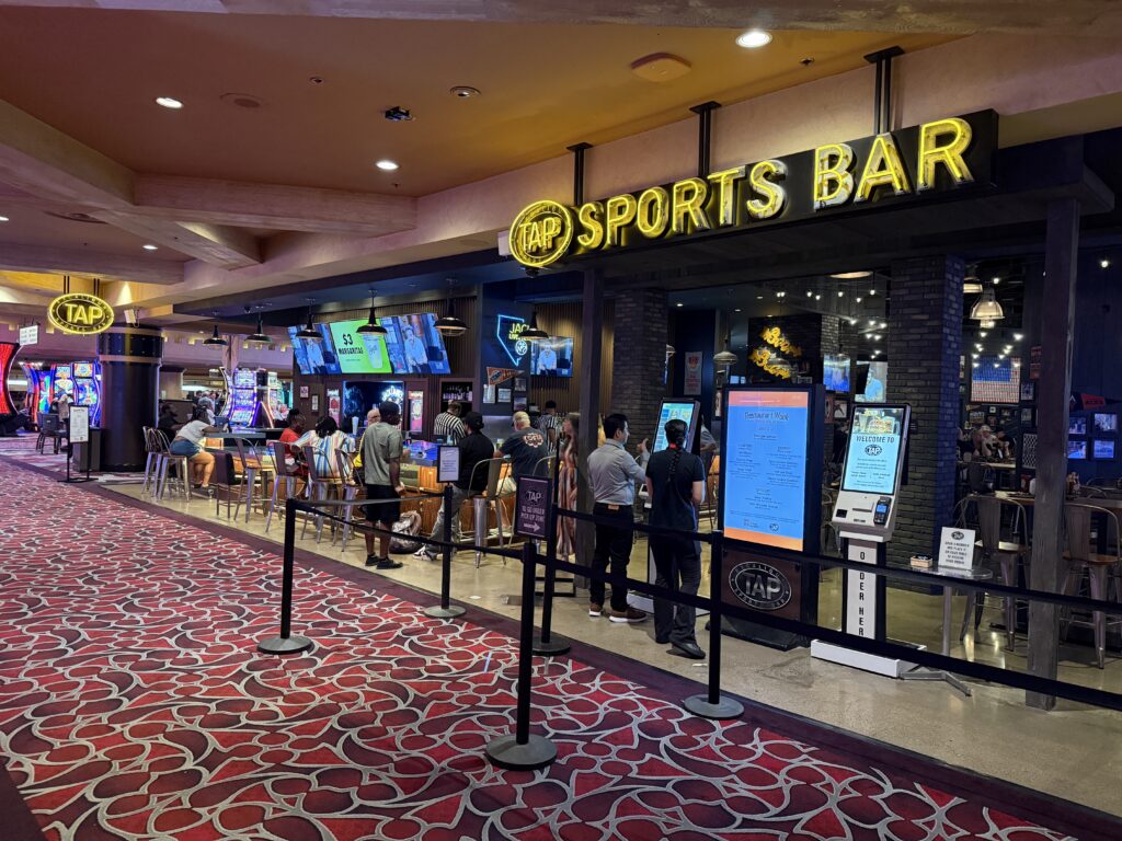 Exterior of TAP Sports bar, seen from the casino floor. 