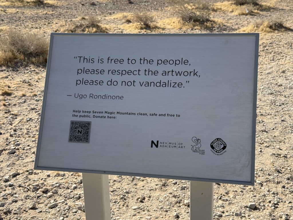 A sign asking visitors to not vandalize the site.