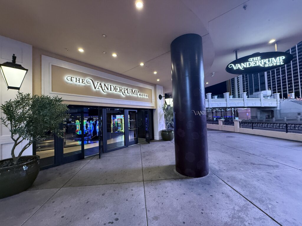 The entrance to The Vanderpump Hotel. 