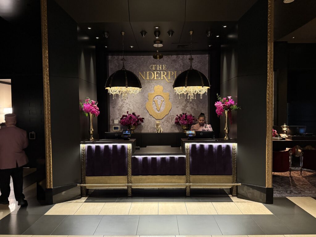 The Vanderpump Hotel's hotel registration desk. 