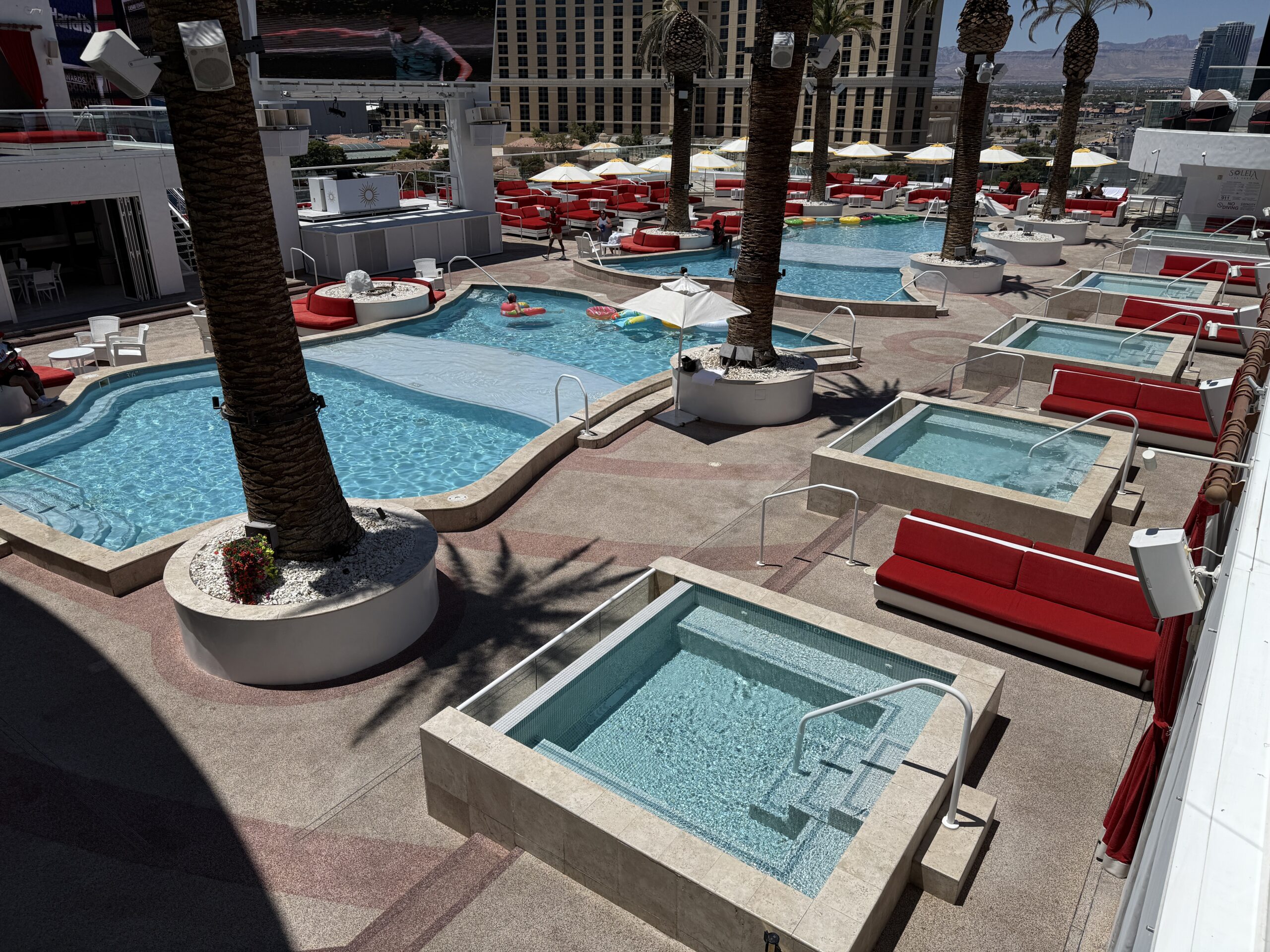 The pool deck photographed from above.