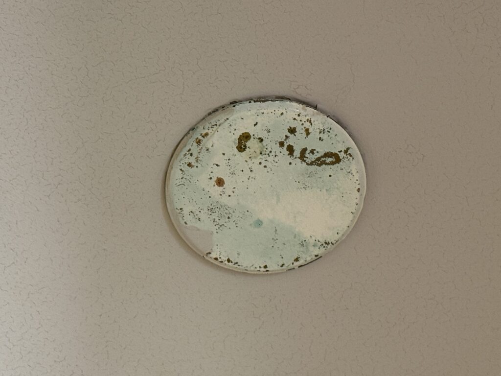 A rusty, grimy cap on the ceiling in my bathroom. 