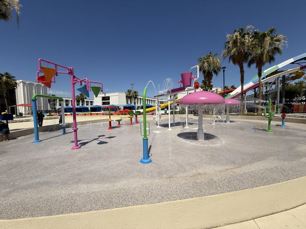 A splash pad area within the pool complex.