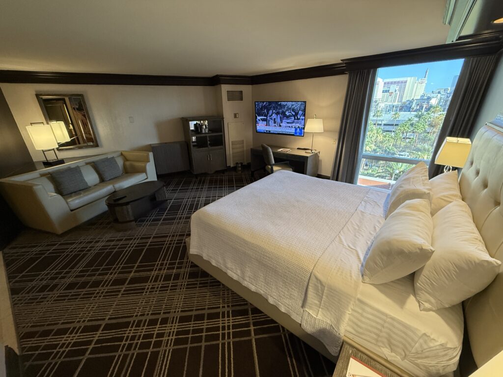 A shot of the bed to TV angle, which forces a head turn.