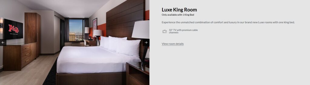 A screenshot of a Luxe Room at Plaza. 