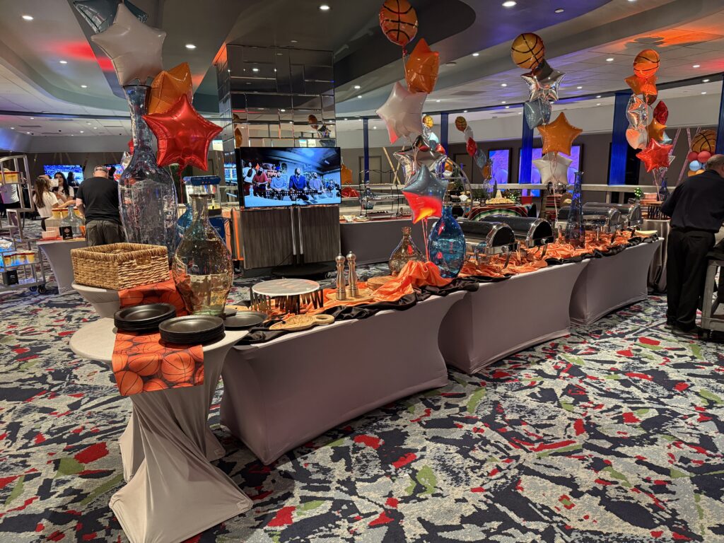 A decorative snack bar set up outside the showroom.