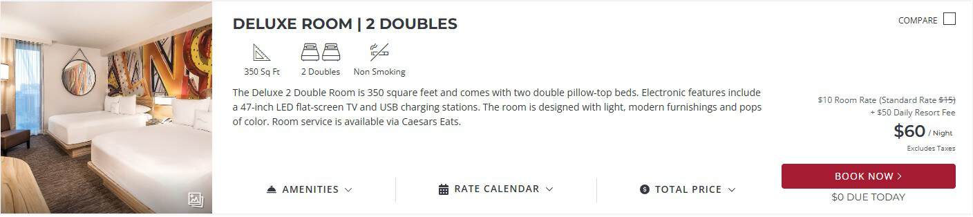 A screenshot of the 2 Doubles listing on LINQ's booking portal.
