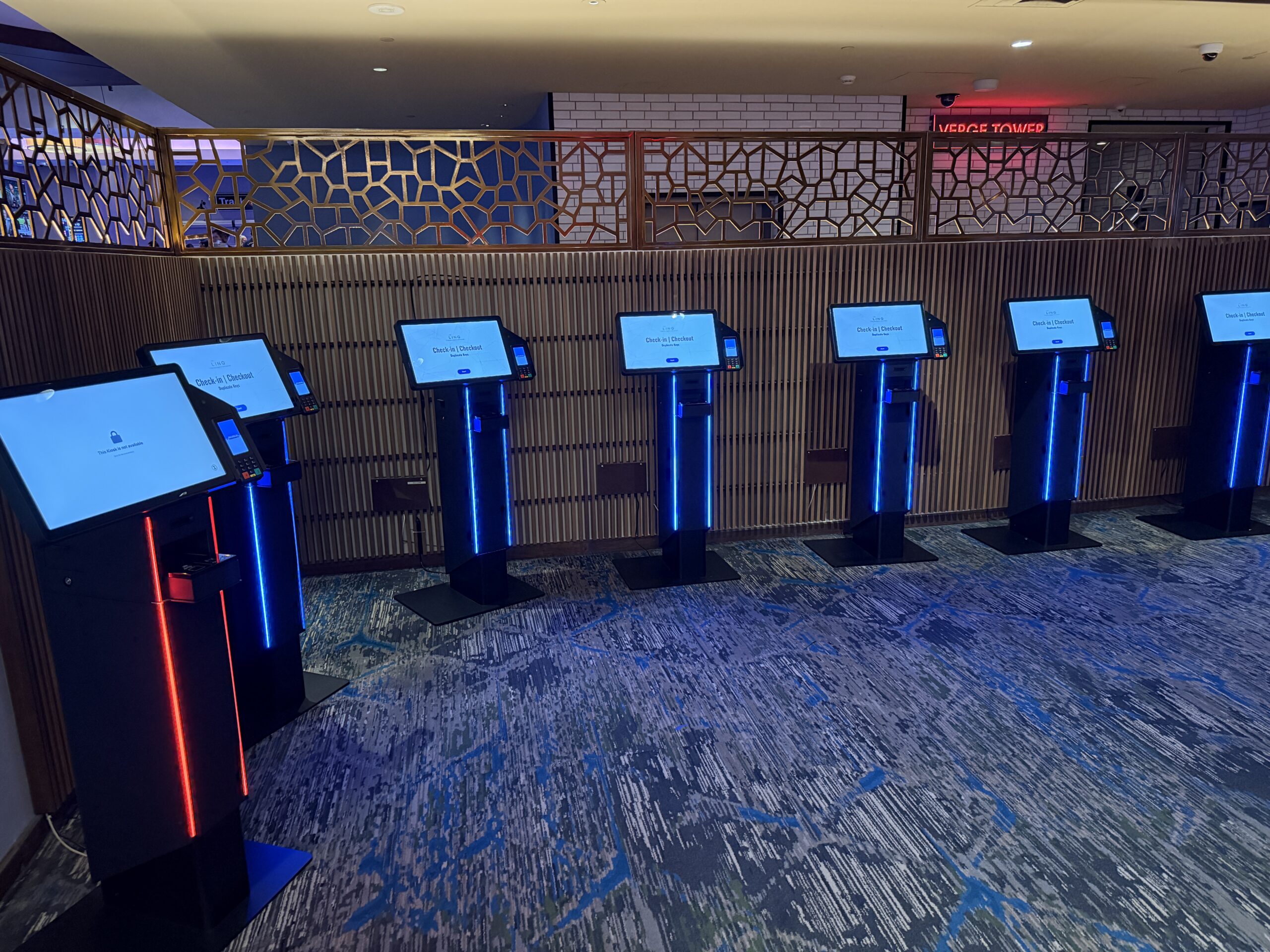 A row of automated kiosks at LINQ.