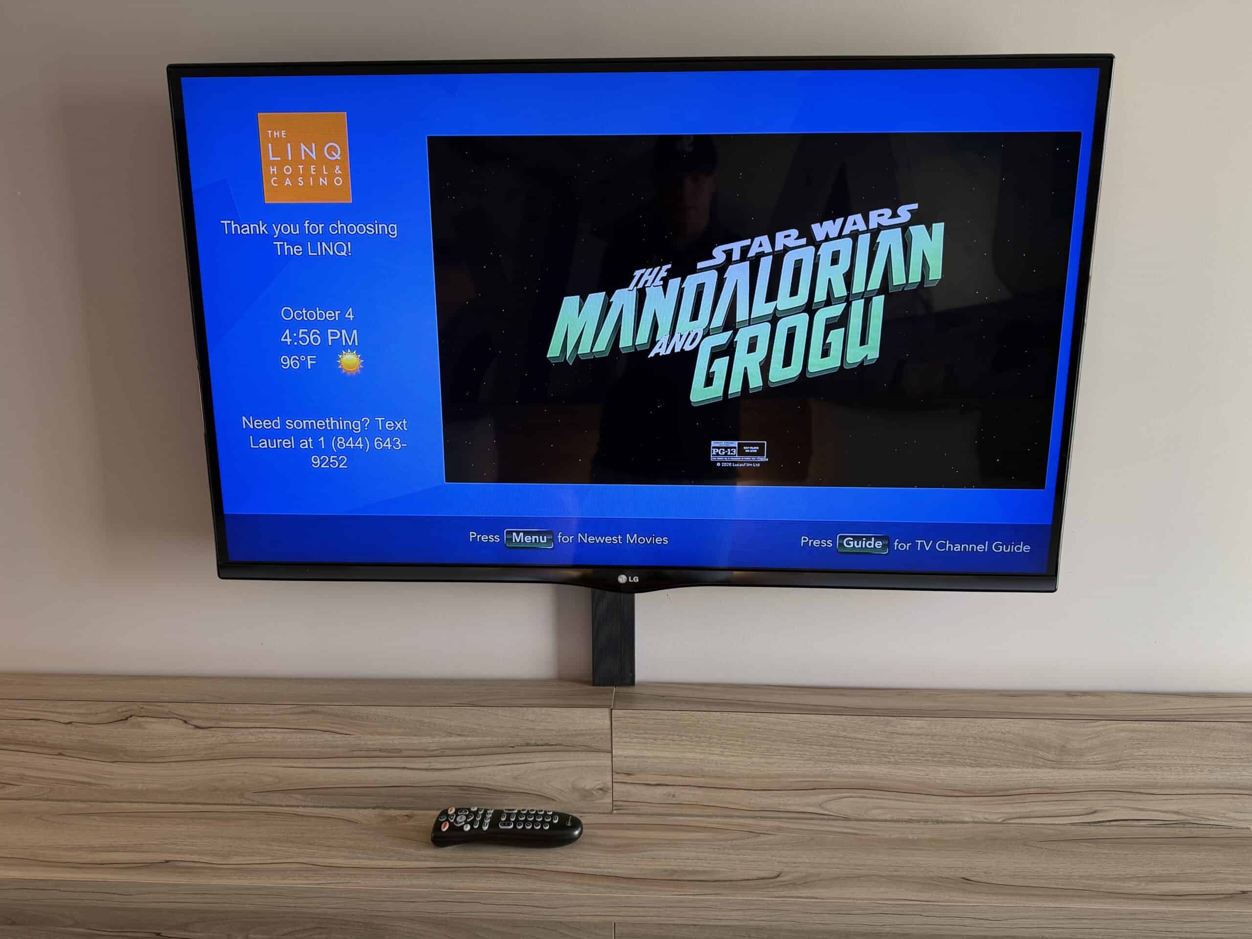 A wall mounted TV.