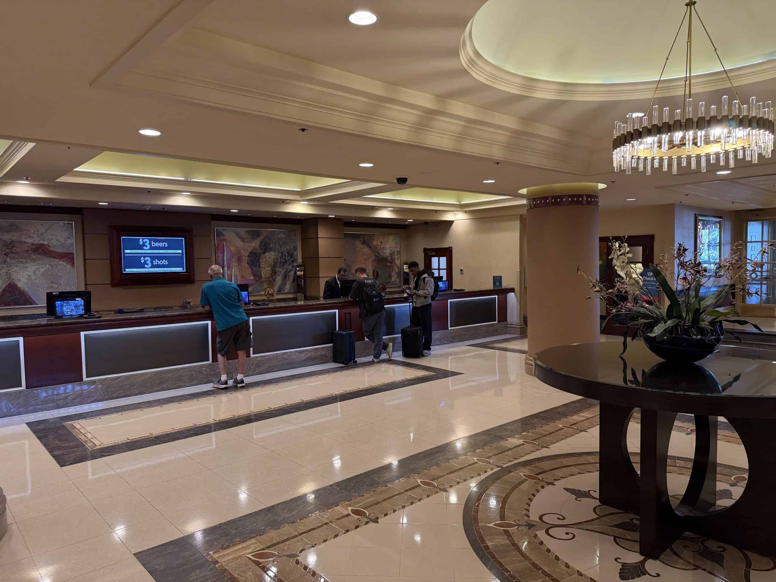 The hotel lobby at Palace Station.